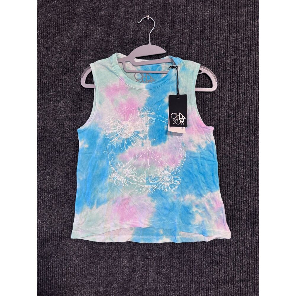 Chaser Beachside Tie Dye Peace Sunflower Tank Small NWT
